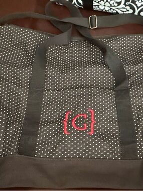 Thirty-One Polka Dot Weekend Tote with Pink “C” Monogram